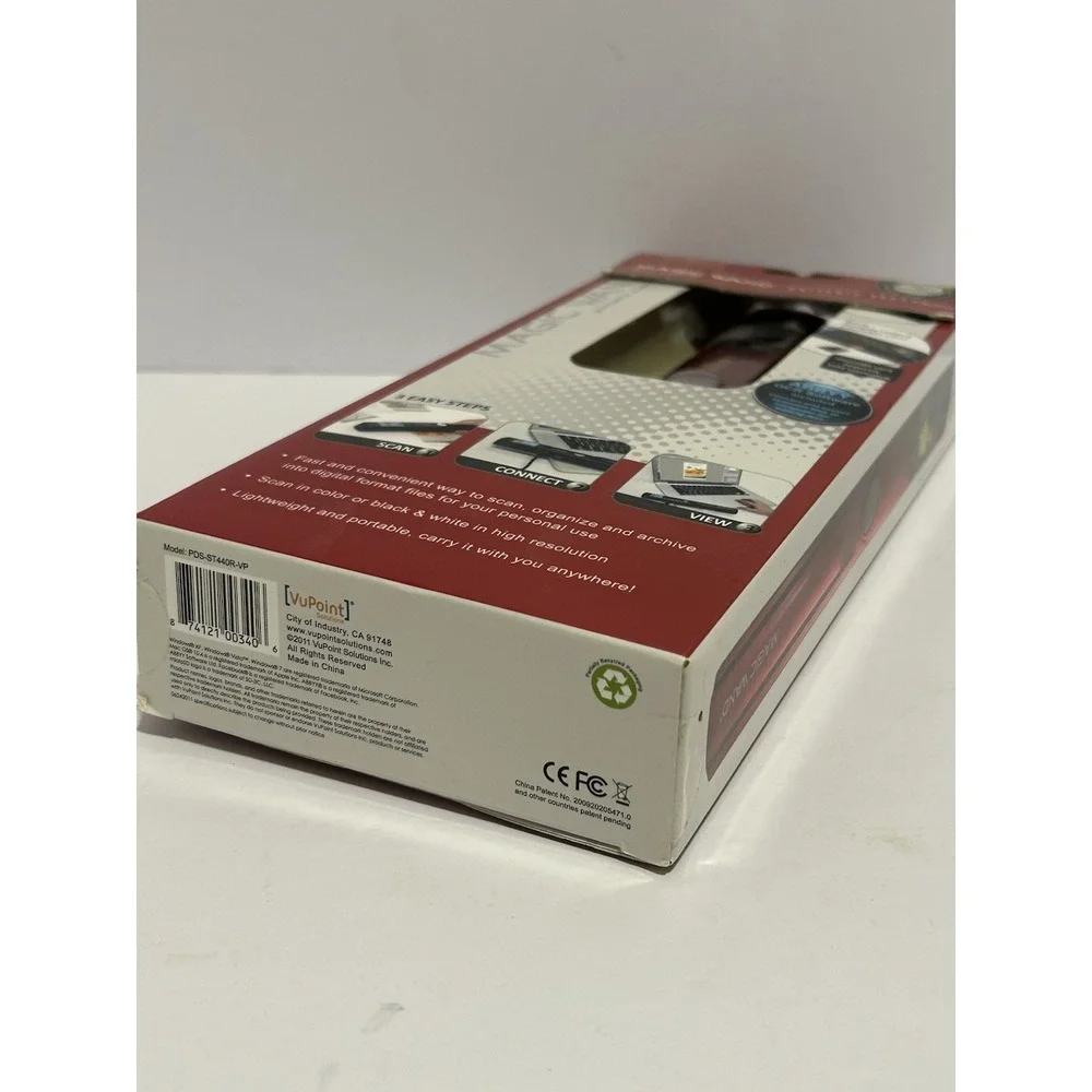 VuPoint Solutions Magic Wand Wireless Portable Handheld Scanner Model ST440R RED